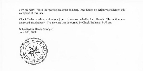 High Gabriel WSC - Board of Directors Meeting Minutes - June 8, 2008 - Regular Meeting Page 3