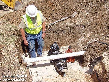 New 6-inch valve assembly and existing 4-inch line at South Gabriel Drive