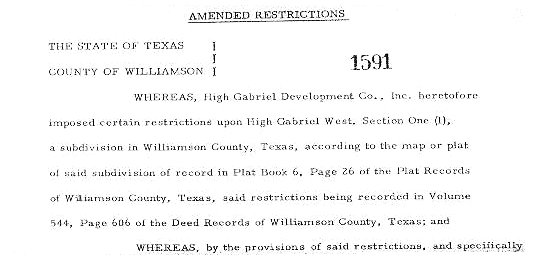 Deed Restrictions, West, Section 1